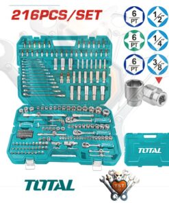 طقم لقم رباط 1/2"-1/4" علبة بلاستيك راتشة 216قطعة توتال THKTHP22166