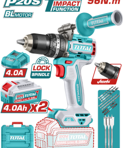 شنيور 20فولت 13مم 2بطارية 4امبير 96ن دقاق توتال_TIDLI209686