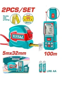 كومبو 2قطعة متر ليزر 100متر ومتر 5متر توتال_TOS250902M