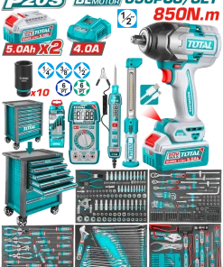 تروللى صاج 396قطعة 7درج وشنيور 20فولت 2/1" 850نيوتن توتال_THPTCS83962-NEW