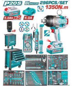 تروللى صاج 296قطعة 7درج وشنيور 20فولت 4/3" 1350نيوتن توتال_THPTCS82962-NEW